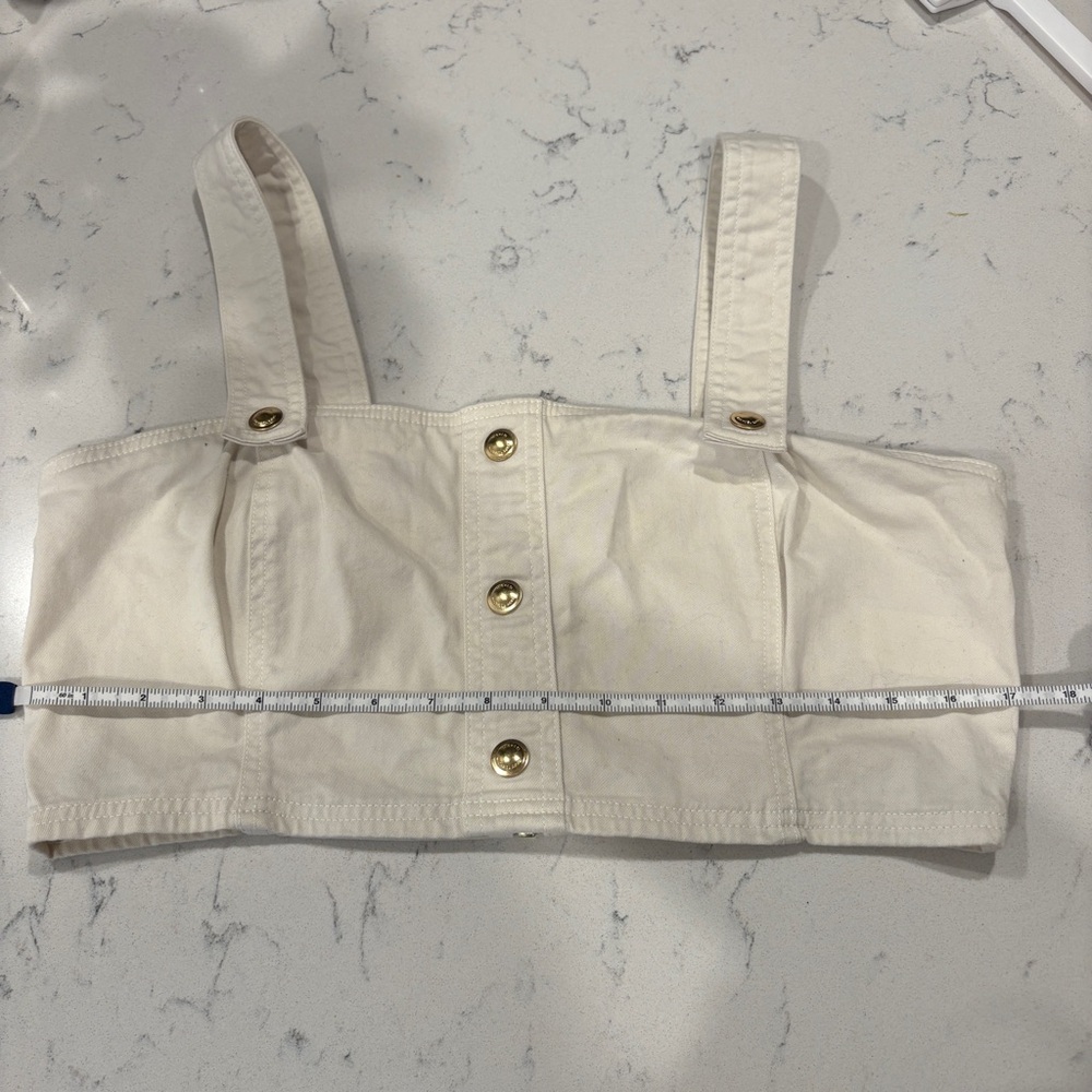 Michael Kors Cream Button Front Crop Top & Mini Skirt Set – Size L - Picture 10 of 16